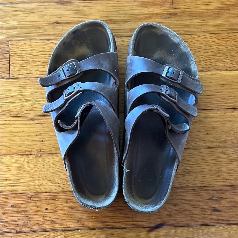 Brown Triple Strap Birkenstocks